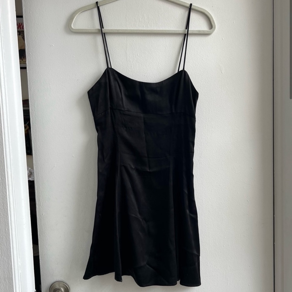 Zara Black Silky Spaghetti Strap Minidress Small